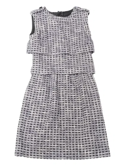 Pre-owned Chanel 2015-2017s Tweed Sleeveless Mini Dress In Blue