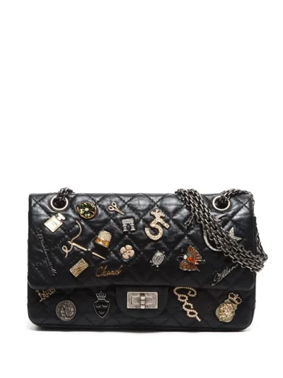 Pre-owned Chanel 2015 2.55 Double Flap Shoulder Bag In Black