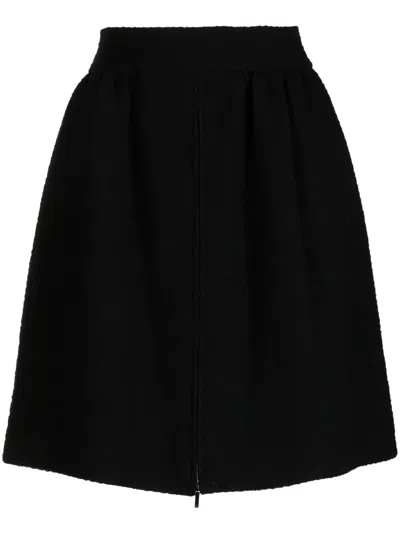 Pre-owned Chanel 2015 Bouclé A-line Miniskirt In Black