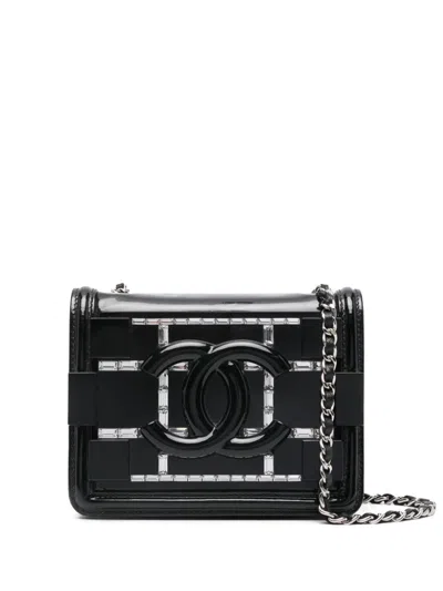 Pre-owned Chanel 2015 Boy Brick Lego Crystal Shoulder Bag In Black