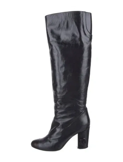 Pre-owned Chanel 2015 Camellia Accent Boots