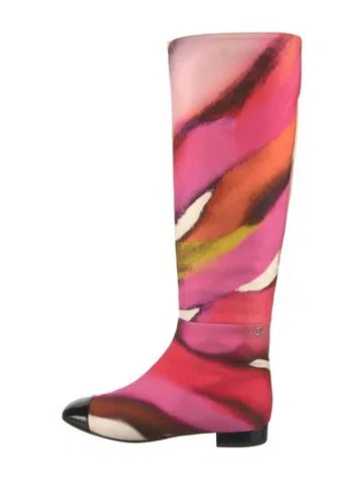 Pre-owned Chanel 2015 Canvas Rain Boots In Pink
