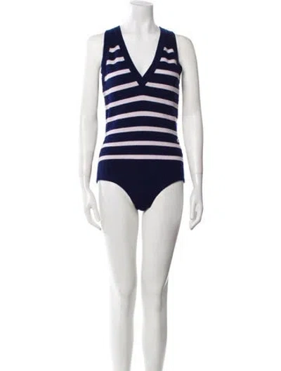 Pre-owned Chanel 2015 Cashmere Bodysuit In Blue