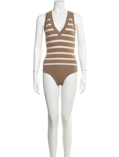 Pre-owned Chanel 2015 Cashmere Bodysuit In Neutrals