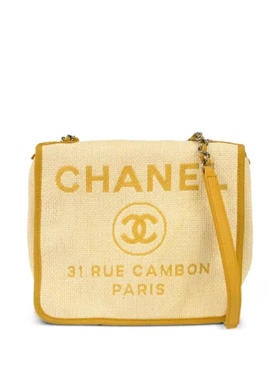 Pre-owned Chanel 2015 Deauville Shoulder Bag In Yellow