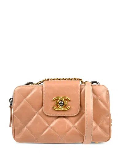 Pre-owned Chanel 2015 Diamond-quilted Camera Bag In Neutral