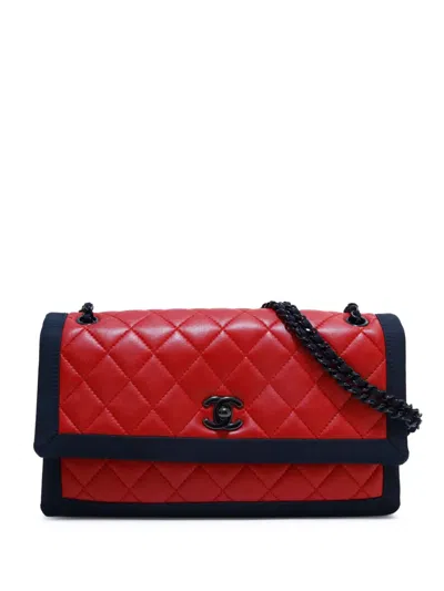 Pre-owned Chanel 2015 Diamond-quilted Flap Shoulder Bag In Red
