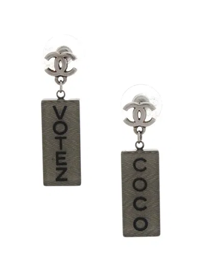 Pre-owned Chanel 2015 Drop Earrings In Gray
