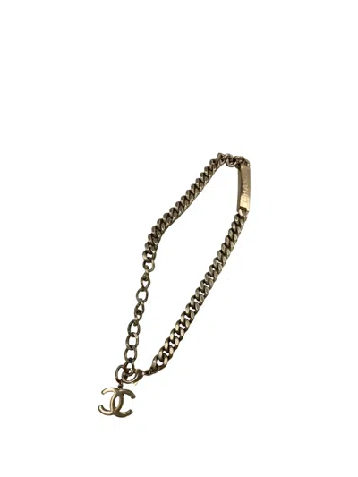 Pre-owned Chanel 2015 Gold Plated Id Curb Link Chain Necklace Costume Necklace