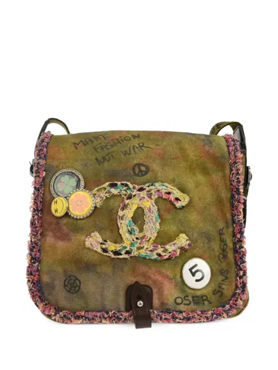 Pre-owned Chanel 2015 Graffiti On The Pavements Shoulder Bag In Green