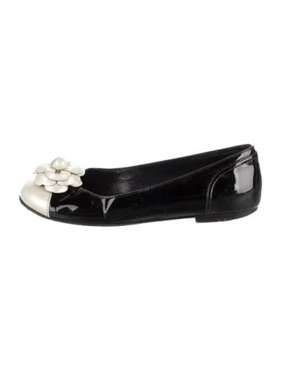 Pre-owned Chanel 2015 Interlocking Cc Logo Ballet Flats In Black