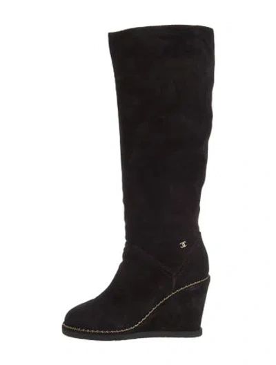 Pre-owned Chanel 2015 Interlocking Cc Logo Boots In Black