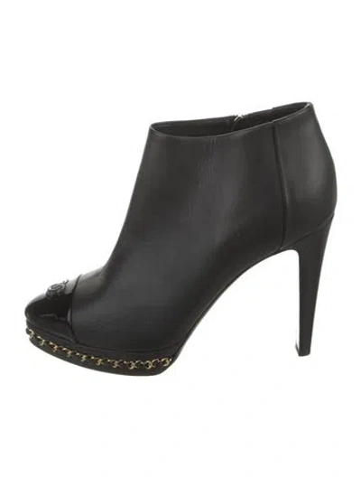 Pre-owned Chanel 2015 Interlocking Cc Logo Boots In Black