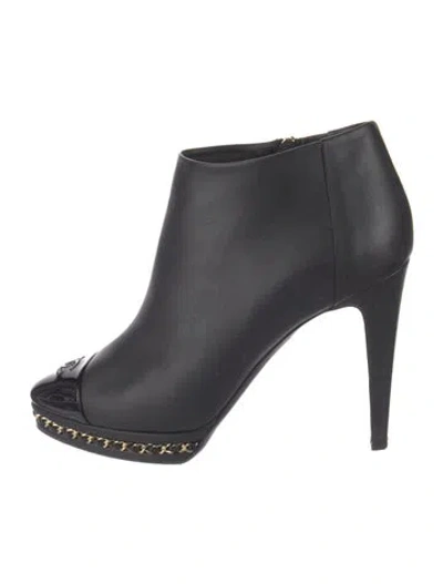 Pre-owned Chanel 2015 Interlocking Cc Logo Boots In Black