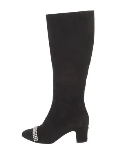 Pre-owned Chanel 2015 Interlocking Cc Logo Boots In Black