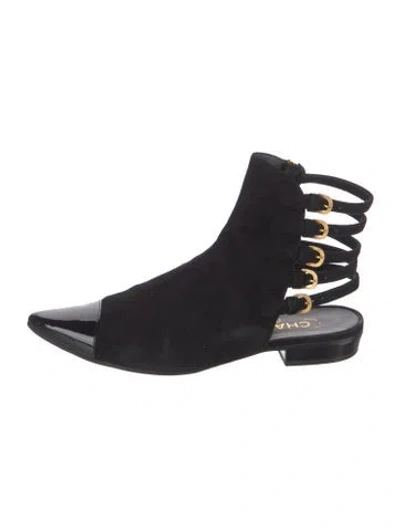 Pre-owned Chanel 2015 Interlocking Cc Logo Boots In Black