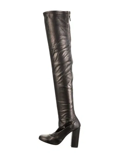 Pre-owned Chanel 2015 Interlocking Cc Logo Boots In Black/metallic