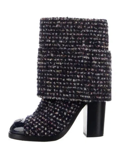 Pre-owned Chanel 2015 Interlocking Cc Logo Boots In Blue