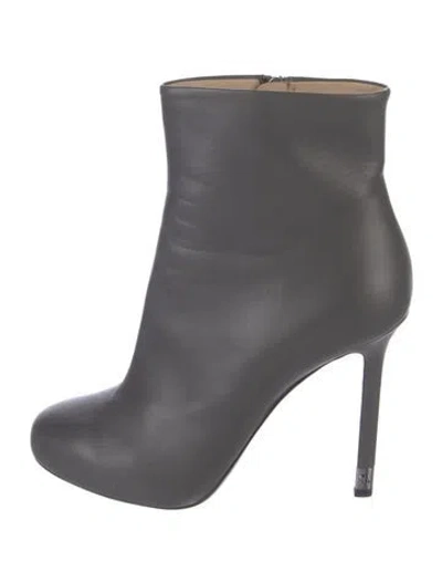 Pre-owned Chanel 2015 Interlocking Cc Logo Boots In Gray