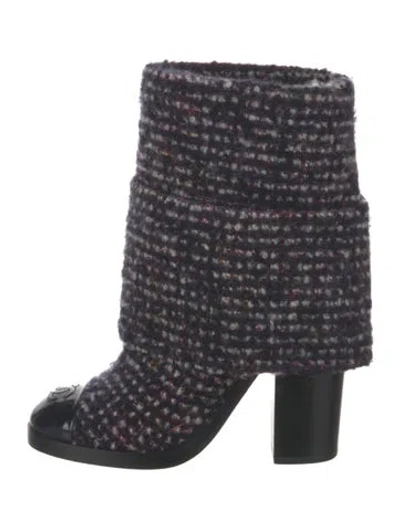 Pre-owned Chanel 2015 Interlocking Cc Logo Boots In Purple