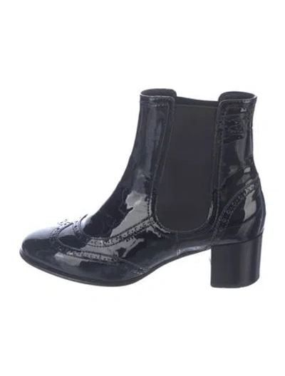 Pre-owned Chanel 2015 Interlocking Cc Logo Chelsea Boots In Black