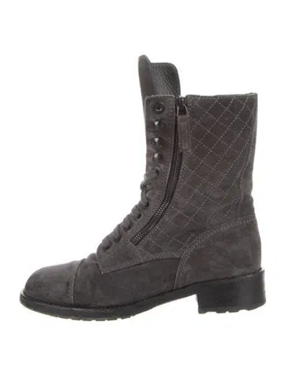 Pre-owned Chanel 2015 Interlocking Cc Logo Combat Boots In Multi