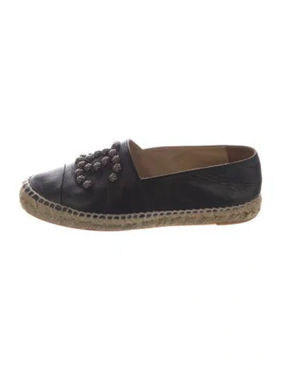 Pre-owned Chanel 2015 Interlocking Cc Logo Espadrilles In Blac