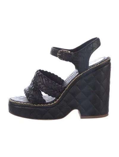 Pre-owned Chanel 2015 Interlocking Cc Logo Espadrilles In Black