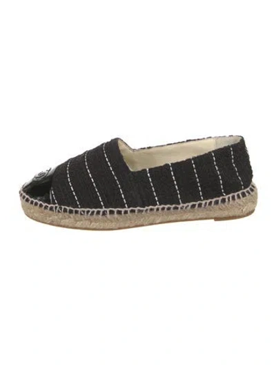 Pre-owned Chanel 2015 Interlocking Cc Logo Espadrilles In Black