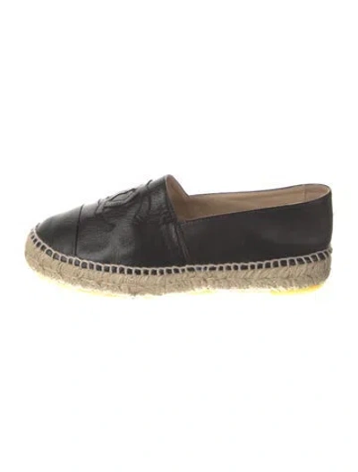 Pre-owned Chanel 2015 Interlocking Cc Logo Espadrilles In Black