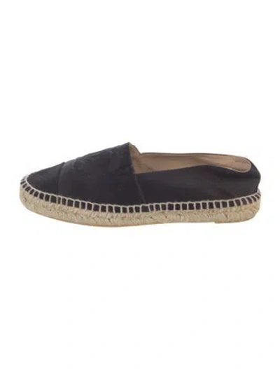 Pre-owned Chanel 2015 Interlocking Cc Logo Espadrilles In Black