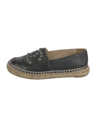 Pre-owned Chanel 2015 Interlocking Cc Logo Espadrilles In Black