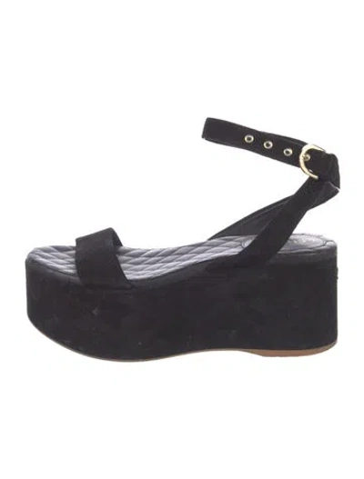 Pre-owned Chanel 2015 Interlocking Cc Logo Espadrilles In Black