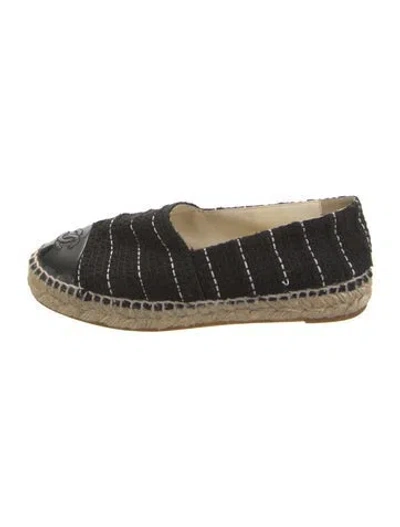 Pre-owned Chanel 2015 Interlocking Cc Logo Espadrilles In Black