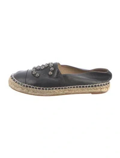 Pre-owned Chanel 2015 Interlocking Cc Logo Espadrilles In Black
