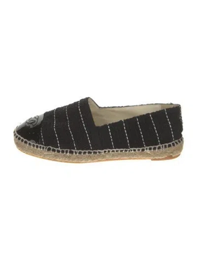 Pre-owned Chanel 2015 Interlocking Cc Logo Espadrilles In Black
