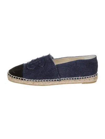 Pre-owned Chanel 2015 Interlocking Cc Logo Espadrilles In Blue