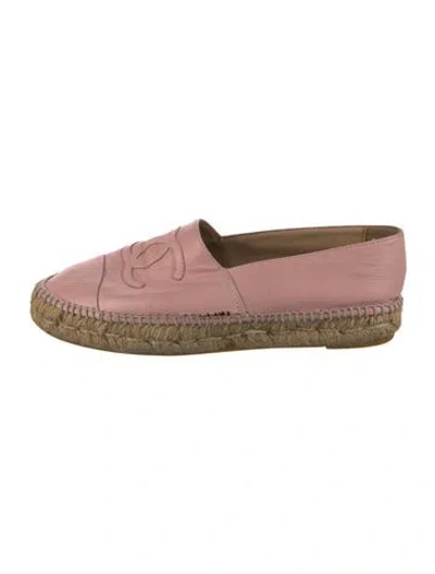 Pre-owned Chanel 2015 Interlocking Cc Logo Espadrilles In Pink