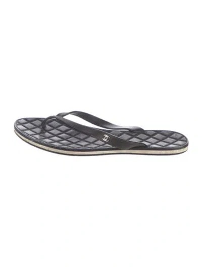 Pre-owned Chanel 2015 Interlocking Cc Logo Flip Flops In Blue