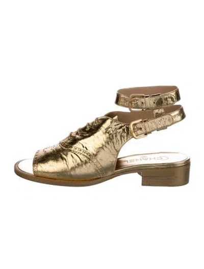 Pre-owned Chanel 2015 Interlocking Cc Logo Gladiator Sandals