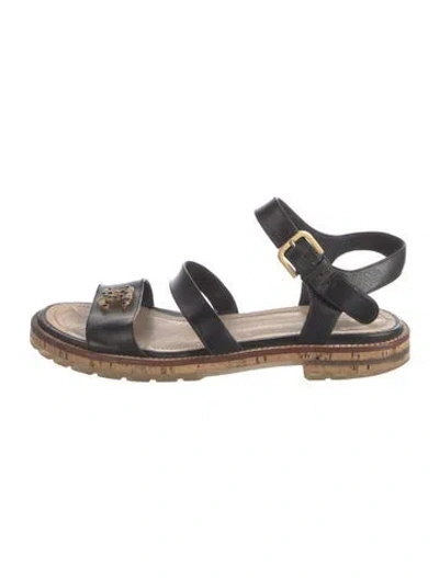 Pre-owned Chanel 2015 Interlocking Cc Logo Gladiator Sandals In Black