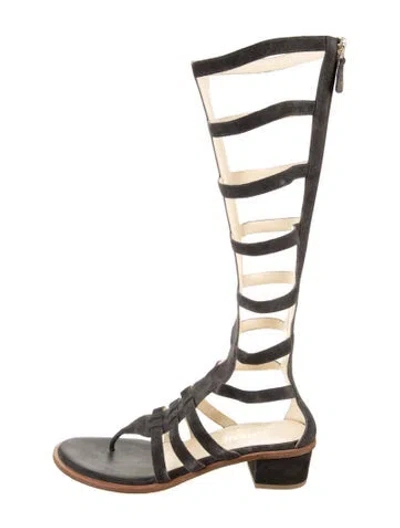 Pre-owned Chanel 2015 Interlocking Cc Logo Gladiator Sandals In Gray