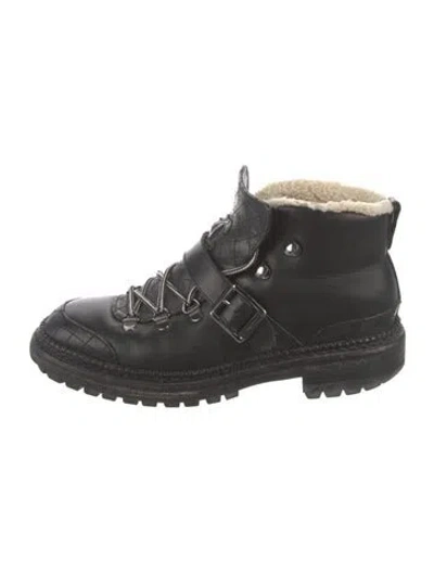 Pre-owned Chanel 2015 Interlocking Cc Logo Lace-up Boots In Black
