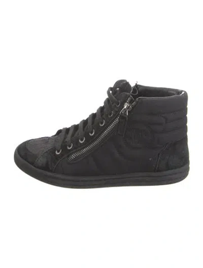 Pre-owned Chanel 2015 Interlocking Cc Logo Lace-up Boots In Black