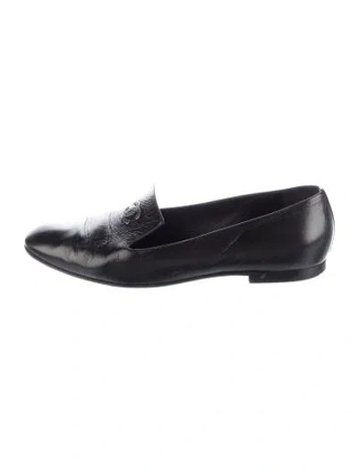 Pre-owned Chanel 2015 Interlocking Cc Logo Loafers In Black