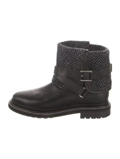 Pre-owned Chanel 2015 Interlocking Cc Logo Moto Boots In Black