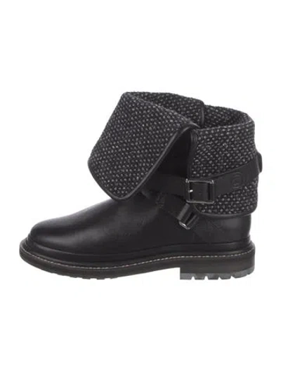 Pre-owned Chanel 2015 Interlocking Cc Logo Moto Boots In Black