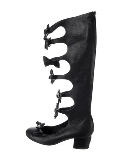 Pre-owned Chanel 2015 Interlocking Cc Logo Riding Boots In Black