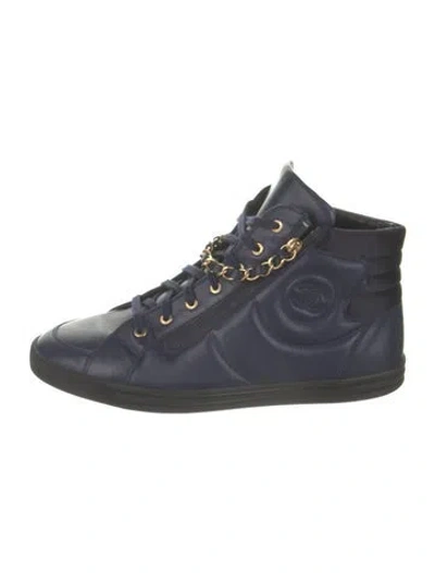Pre-owned Chanel 2015 Interlocking Cc Logo Sneakers In Blue