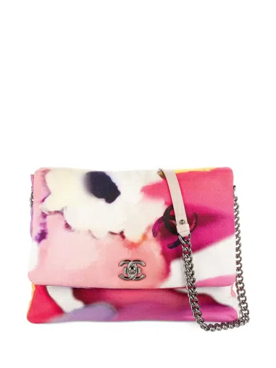 Pre-owned Chanel 2015 Maxi Floral-print Shoulder Bag In Pink